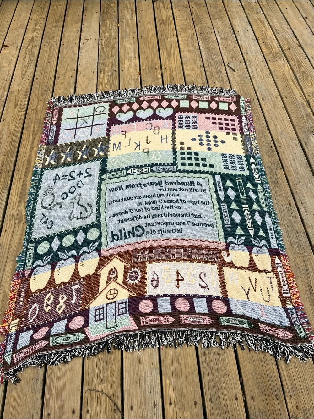 School 100 year Childhood Storywoven Educational Throw Blanket - Multicolor